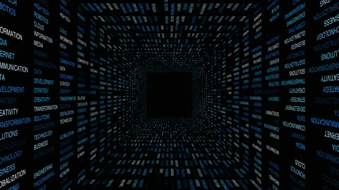 Animation Digitalization Tunnel, blue Stock Footage 159069175