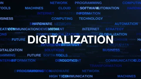 Animation Digitalization Word Cloud, horizontal Stock Footage 159077393