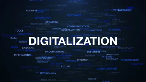 Animation Digitalization Word Cloud, vertical Stock Footage 159077354