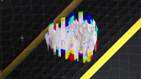 Animation of distorting male classical sculpture busts over gold stripes and Video stock 314115227