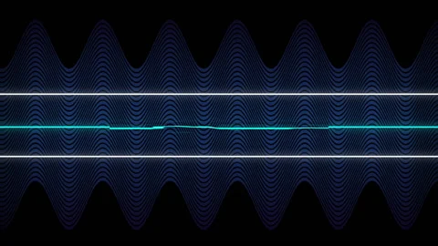 Animation of distorting white and blue horizontal lines over thin blue parallel Stock Footage 156387885