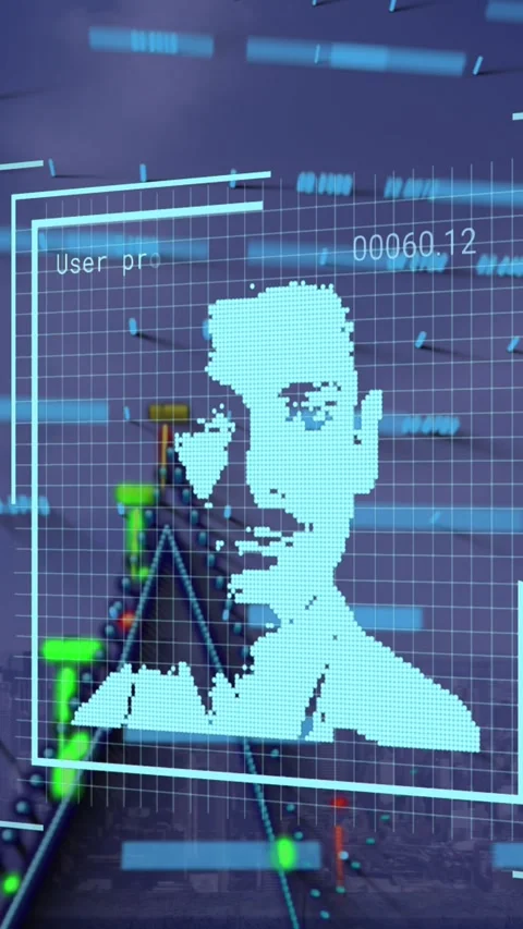 Animation of diverse data and graphs over green background with binary code 動画素材 343919562