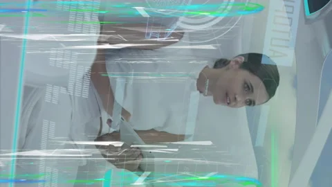 Animation of diverse data over diverse male doctors 動画素材 313094799