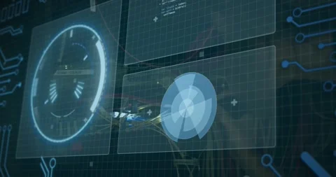 Animation of diverse data processing on digital screen Stockbeeldmateriaal 329025962