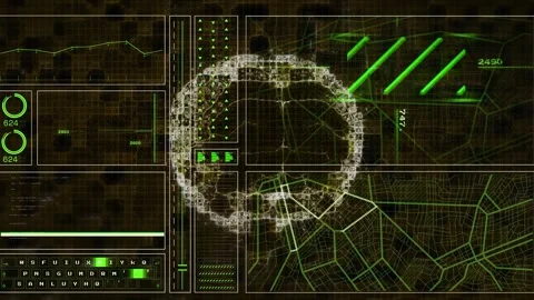 Animation of diverse data processing over human model on black screen with Stock Footage 328006958