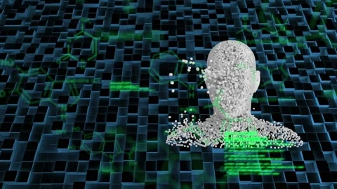 Animation of diverse data processing over human model on digital background Stock Footage 328081917
