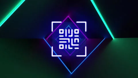 Animation of diverse neon lights and qr code Stock Footage 330583285