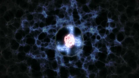 Animation of Dividing Cells on a Abstract Blue Background Stock Footage 87326964