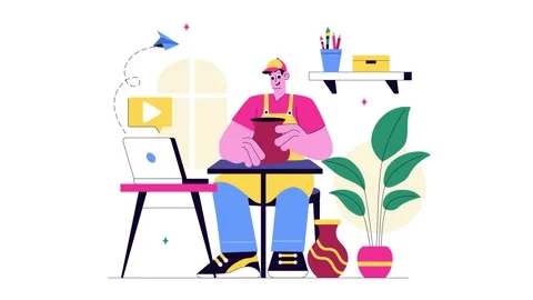 Animation of DIY Craft Workshop Vector Illustration Stock Footage 313719994