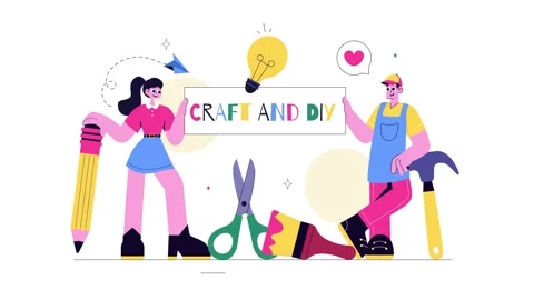 Animation of DIY Craft Workshop Vector Illustration Stock Footage 313720074