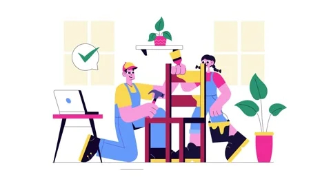 Animation of DIY Craft Workshop Vector Illustration Stock Footage 313720093