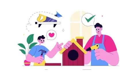 Animation of DIY Craft Workshop Vector Illustration Stock Footage 313720096