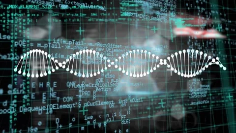 Animation of dna and chemical structures against data processing on black Stock Footage 329699378