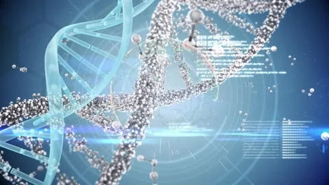 Animation of dna and data processing on blue background Stock Footage 328933770