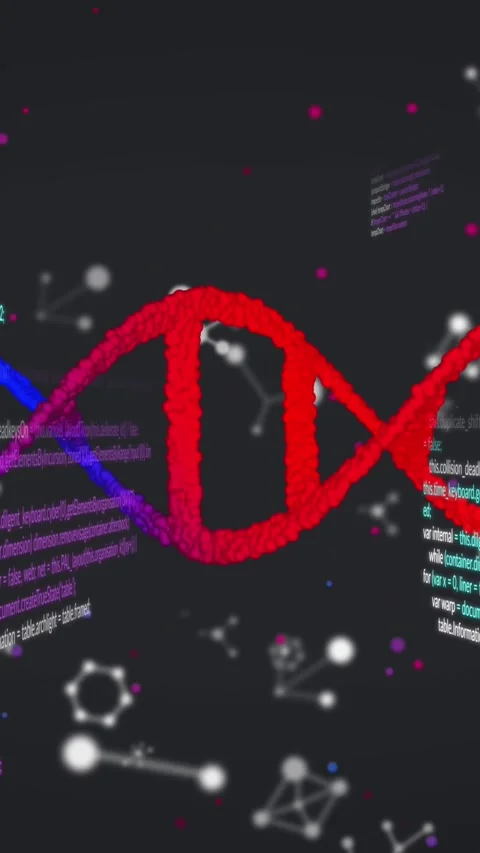 Animation of dna and molecular structures over data processing against black Stock Footage 321038903