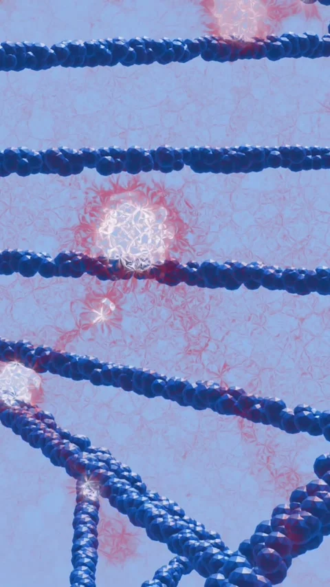 Animation of dna and molecular structures floating against blue background Stock Footage 343739308
