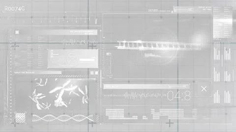 Animation of dna helixes, graphs, loading bars, numbers, computer language on Stock Footage 235392685