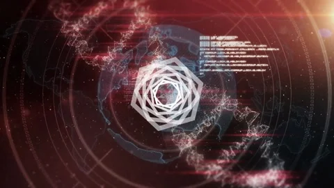 Animation of dna, hexagons and data processing on red background Stock Footage 326185155