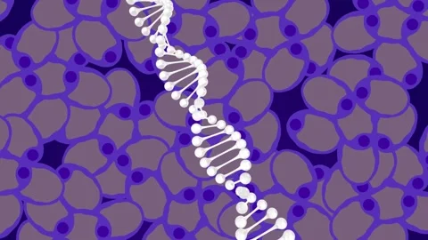 Animation of dna over violet cells on na... | Stock Video | Pond5