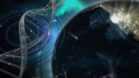 Animation of dna rotating over globe on ... | Stock Video | Pond5