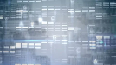 Animation of DNA sequences overlaying binary coding in school technology Stock Footage 304843660