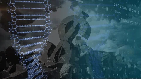 Animation of DNA strain over destroyed A... | Stock Video | Pond5