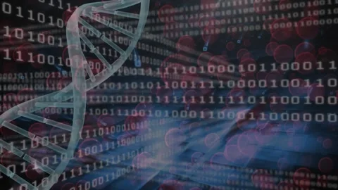 Animation of dna strand and binary coding data processing Stock Footage 329027617