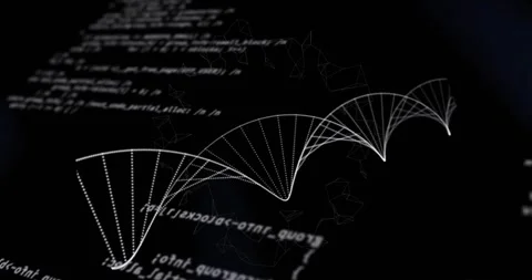 Animation of dna strand and data processing on black background Stock Footage 328932275