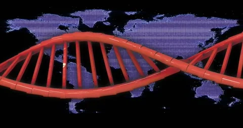 Animation of dna strand and data processing over world map Stock Footage 329226103