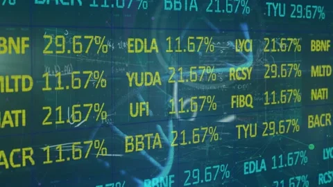 Animation of dna strand and data processing over black background Stock Footage 329289214