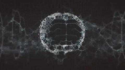 Animation of dna strand and human brain over grey background Stock Footage 327063668