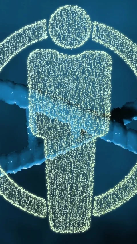Animation of dna strand and man icon on black background Stock Footage 343719076