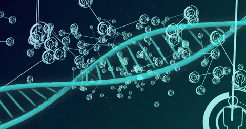 Animation of dna strand and network of connections with icons Stock Footage 265622792