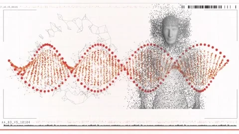 Animation of dna strand and network with human body formed with exploding 库存影片 330593165
