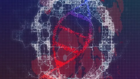 Animation of dna strand, human brain over world map and scientific data Stock Footage 312285017