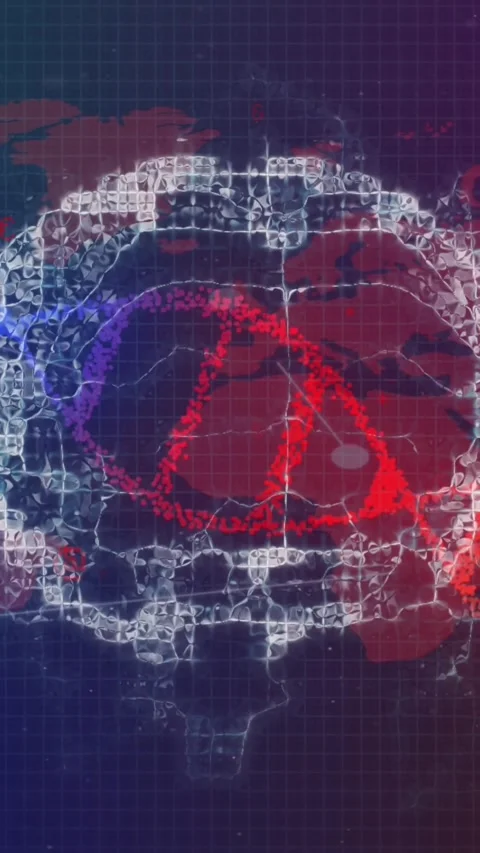 Animation of dna strand, human brain over world map and scientific data Stock Footage 323899499