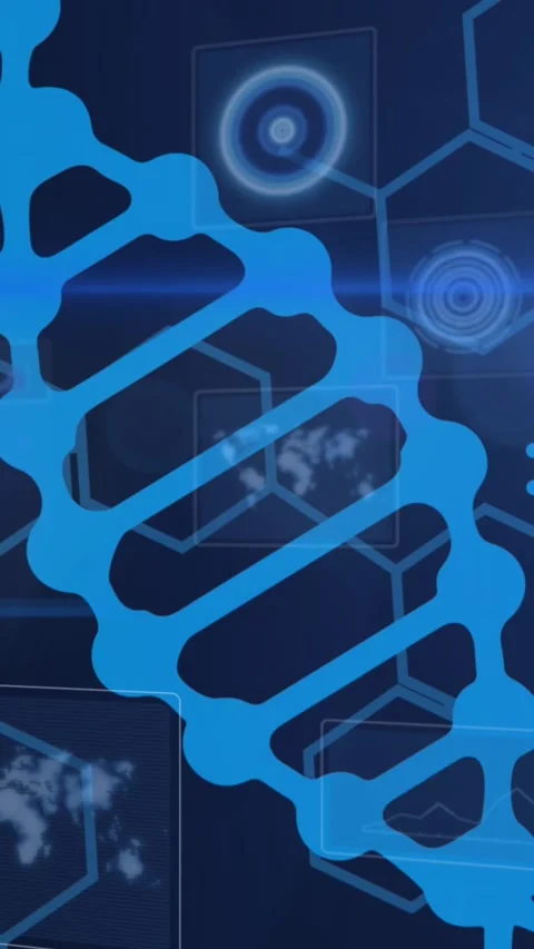 Animation of dna strand logo over data processing Stock Footage 342097675