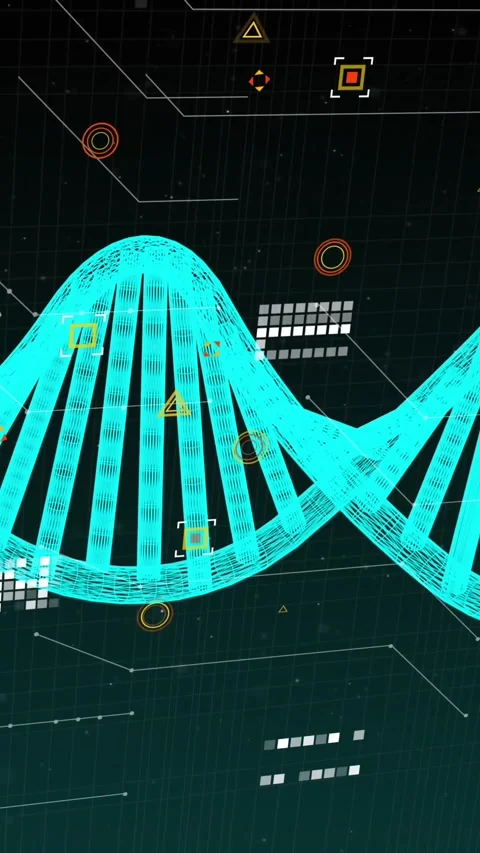 Animation of dna strand, markers and data processing Stock Footage 344525097