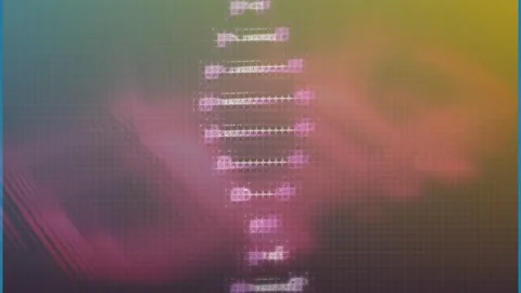 Animation of dna strand moving over shapes Stockbeeldmateriaal 330475156