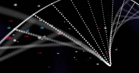 Animation of dna strand over colourful spots Stock Footage 267824252