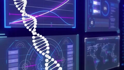 Animation of dna strand over data proces... | Stock Video | Pond5