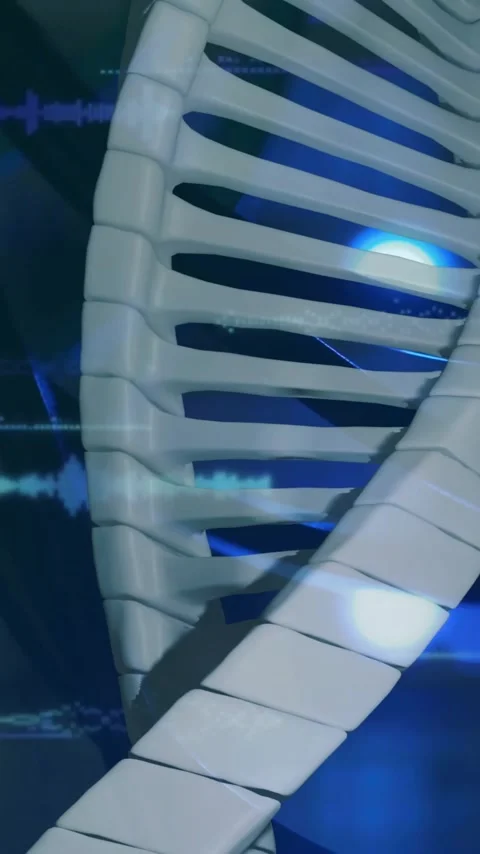Animation of dna strand over data processing and server room Stock Footage 342806194