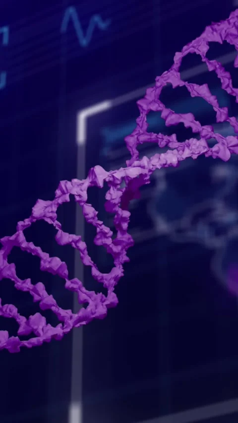 Animation of dna strand over data processing on black background Stock Footage 343498001