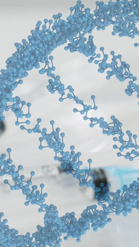 Animation of dna strand over hpv vaccine Stock Footage 323897563