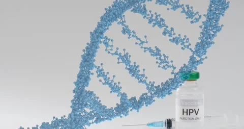 Animation of dna strand over hpv vaccine Stock Footage 328634928