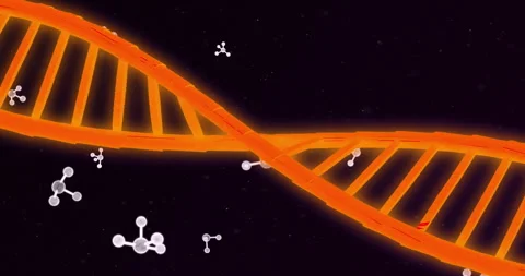 Animation of dna strand over molecues Stock Footage 267824166
