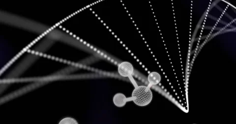 Animation of dna strand over molecues Stock Footage 267824416