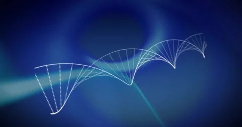 Animation of dna strand over moving shapes Stock Footage 265562273