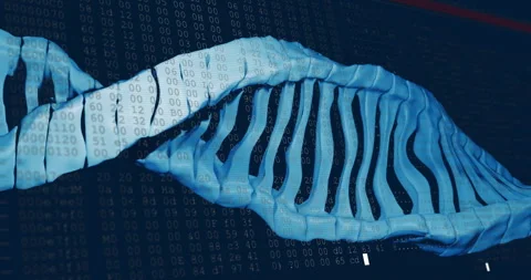Animation of dna strand over processing data on dark background Stock Footage 265635086