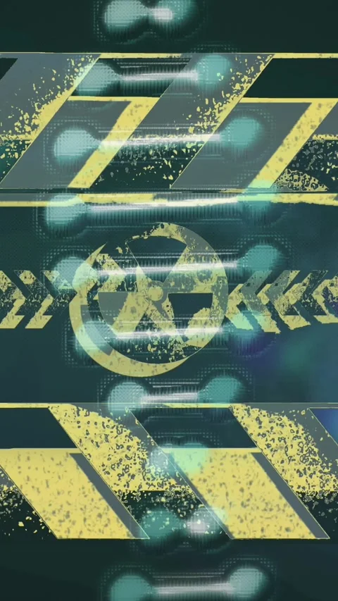 Animation of dna strand over radioactive symbol on black background Vídeo Stock 342676020